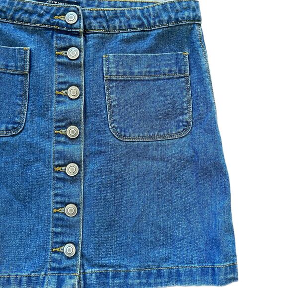 Brandy Melville Denim Mini Skirt Women Junior Medium Blue Jean Button Up Pockets - Picture 3 of 8